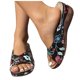 thumbnail image 3 of Bmisegm Ladies Summer Retro Colour Blocking Flowers Leather Hollow Breathable Slope with Thick Bottom Large Size Fish Mouth Sandals Slippers Sandals Women Summer Black 7.5, 3 of 6