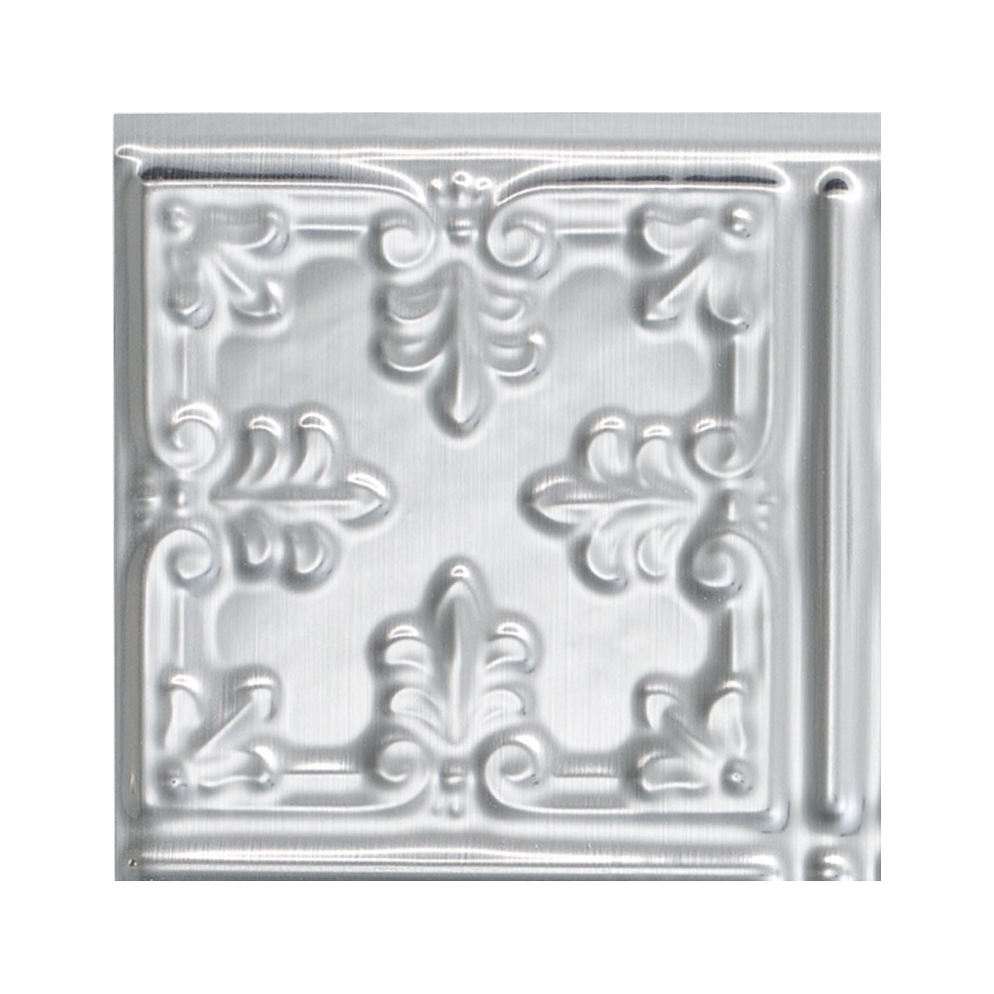 FASÄDE Traditional Style/Pattern 10 Decorative Vinyl Backsplash Panel in Brushed Aluminum (6X6 Inch Sample)