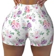 thumbnail image 2 of Lsque Rose Flower B Pattern High Waisted Biker Shorts for Women-Tummy Control Fitness Athletic Workout Running Yoga Gym Shorts,Moisture-Wicking-Small, 2 of 9
