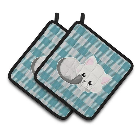 White Kitten Pair of Pot Holders