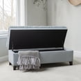 thumbnail image 2 of GZXS Multi-Purpose Storage Ottoman with Flip-Top Lid, Cozy Fabric Upholstered Bench with Wood Legs & Hidden Compartment, 50"L x 20.5"W x 18.25"H (Light Blue), 2 of 8