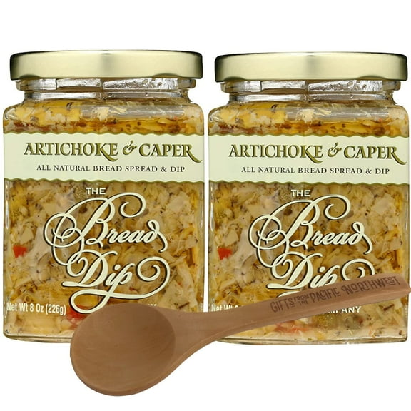 Artichoke & Capers Dip from The Bread Dip Company 8 Oz Jar (Pack of 2) Bundle with Tasting Spoon | Gourmet Dip Gift Set by Gifts from the Pacific Northwest
