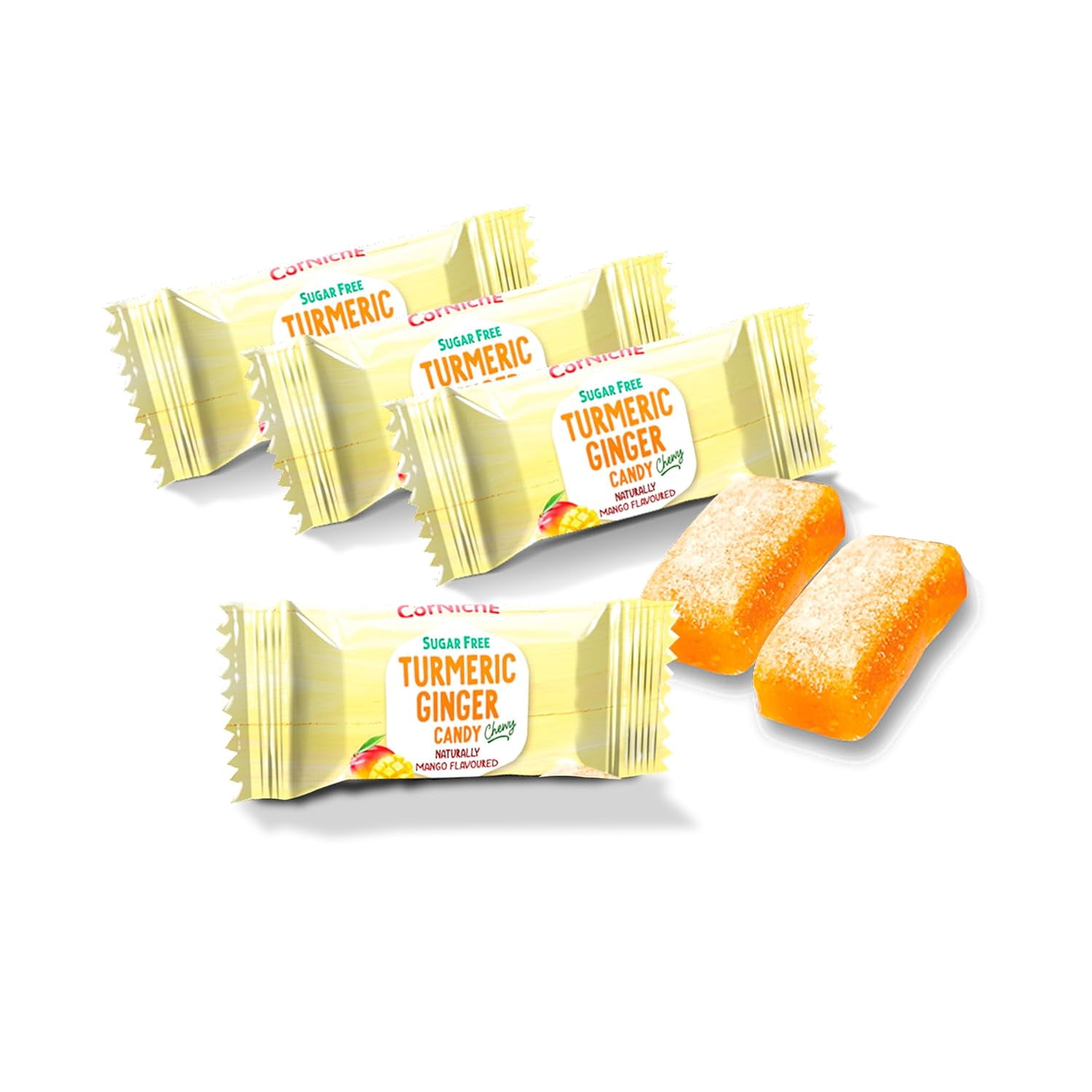 CORNICHE Turmeric Ginger Candy, Mango Flavor (Pack of 6)