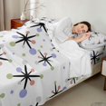 thumbnail image 4 of Castle Fairy Retro Starburst Graphic King Sheets 4pcs,Minimalism Circle Motif Bedding,Lavender Mint Pink,1 Flat Sheet, 1 Fitted Sheet and 2 Pillowcases, 4 of 7