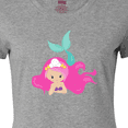 thumbnail image 4 of Inktastic Cute Mermaid, Pink Hair, Green Tail Women's T-Shirt, 4 of 5