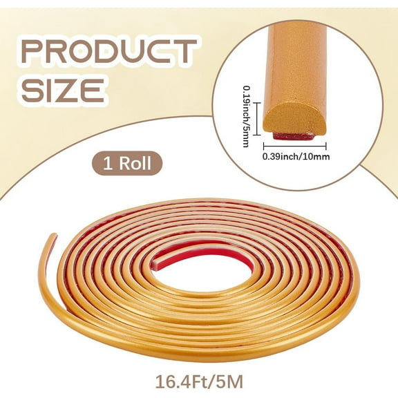 16.4ft x 0.39inch Gold Self Adhesive Flexible Decorative Strip Peel and Stick Wall Molding Trim for Walls Chair Rail Panel Moulding for Home Decor Tile Edge Door Mirror Frame