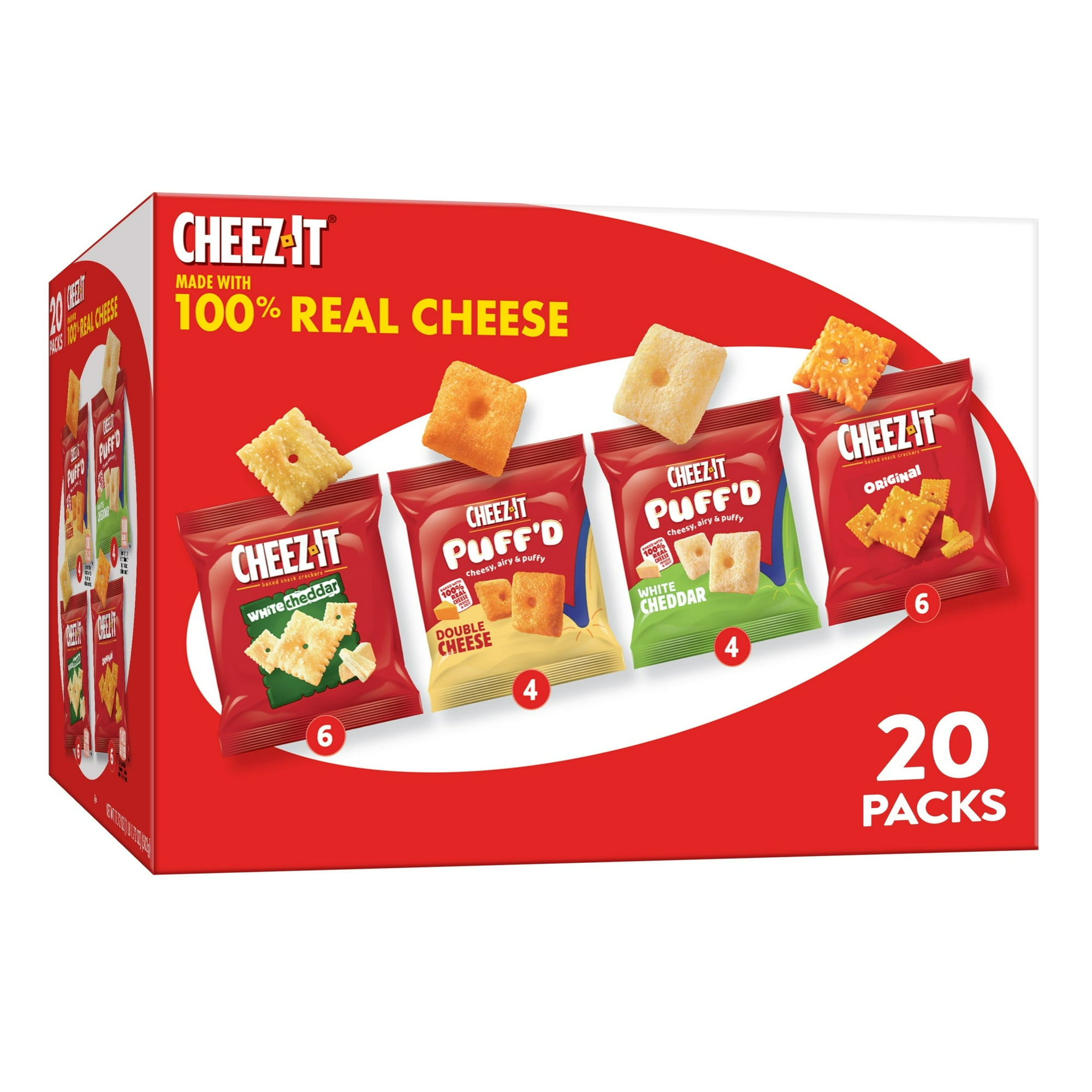Cheez-It Variety Pack Cheese Crackers, Baked Snack Crackers, 20 Count