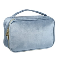 Unique Bargains Velvet Makeup Bag Multifunctional Cosmetic Bag for Women Suitable for Lipstick Eye Shadow Blue