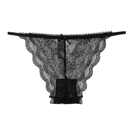 

Fabiurt Women s Underwear Women Lace Panties Underwear With Cute Bow Midnight Lingerie Briefs Black