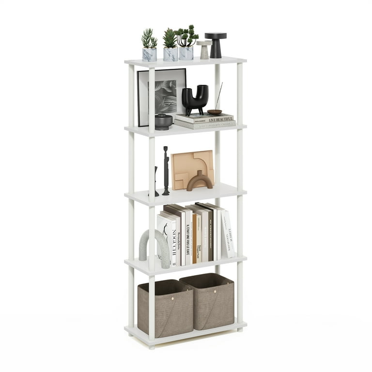 Furinno, Multipurpose Shelf Display Rack, 5-Tier, White/White