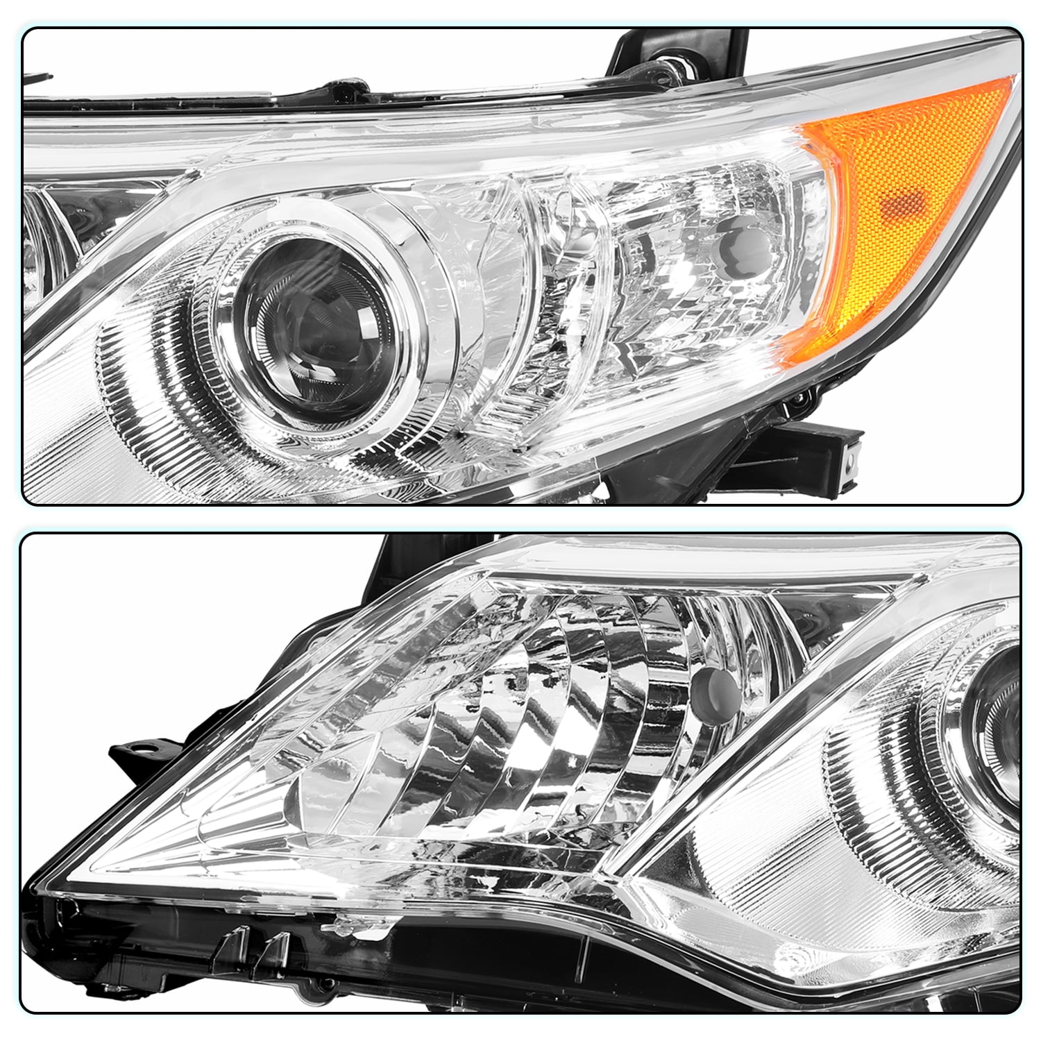 For 2012-2014 Toyota Camry Projector Chrome Headlights Assembly LH+RH Pairs