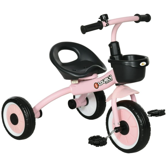 Qaba Tricycle pour Enfants de 2 à 5 Ans, Vélo Enfant avec Siège Réglable, Rose