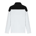 thumbnail image 4 of PEXLYCLU Long Sleeve Shirts, Basic Long Sleeve Shirts for Women, Women Cotton Linen Polo Shirts, Quarter Button Collar Long Sleeve Lapel Tunic Tops Fashion Color Block Casual T-Shirts, White M, 4 of 6