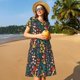 thumbnail image 4 of Balery Mushrooms And Flowers Vestidos sueltos de manga corta para mujer, vestidos de verano 2025, vestidos casuales de corte A con vuelo., 4 of 6