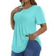 thumbnail image 3 of Fantaslook Blouses for Women Pleated Short Sleeve Tunic Tops Dressy Casual Summer Shirts, 3 of 9