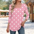 thumbnail image 2 of zbxnLI Plus Size Women's Square Neck Tops 3/4 Sleeve Shirts Polka Dot Casual Basic Tees Spring Summer Clothes, 2 of 5