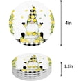 thumbnail image 1 of FMSHPON Gnome and Summer Lemon Black Checkered Plaid Set of 6 Round Coaster for Drinks, Absorbent Ceramic Stone Coasters Cup Mat with Cork Base for Home Kitchen Room Coffee Table Bar Decor, 1 of 6