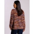 thumbnail image 5 of Women's Striped Sweater Cardigan Fuzzy Vintage Button Down Cardigan Chocolate Brown Sweater, 5 of 5
