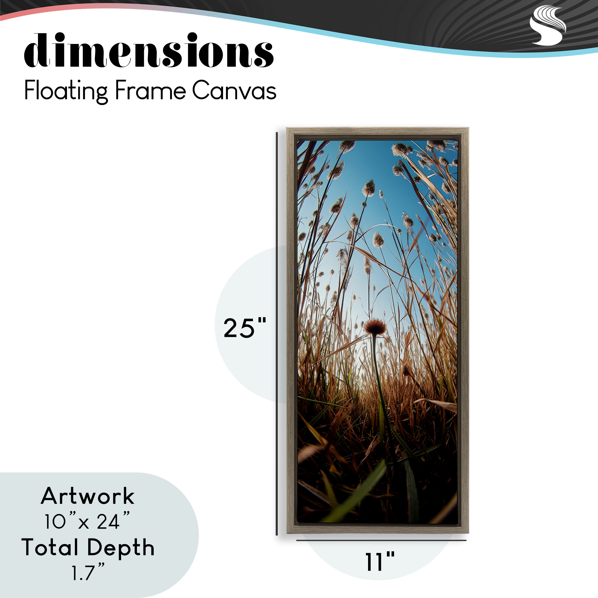 Daydream Botanical Meadow Brown Framed Floater Canvas Wall Art, design by Decent Exposures