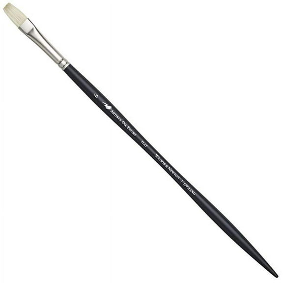 Winsor & Newton Artist Oil Brush, Long Handle, Flat, 6