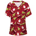 thumbnail image 1 of Pntutb Blusa de manga corta con cuello en V para mujer, uniforme con bolsillos estampados de Navidad Pntutb Pntutb-1314, 1 of 3