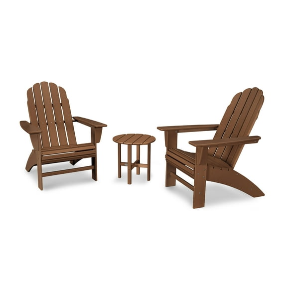 POLYWOOD Vineyard 3-Piece Curveback Adirondack Set in Teak