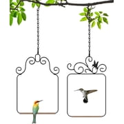 ACDANC Hummingbird Swings and Perches Metal Frame 2 Pack, Wild Bird Swing Outdoor Bird Perch with Wooden Dowel and 2 Hanging Chain for Hanging Indoor, Outdoor, Trunk, Lawn, Patio, Garden (Black)