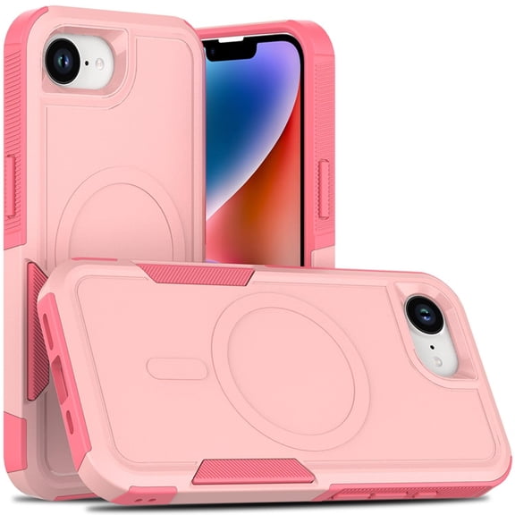 TECH CIRCLE for iPhone 17e / iPhone 16e Magnetic Rugged Case,Shockproof Dual Layer PC and TPU Case Compatible with Mag Safe Back Cover,Pink