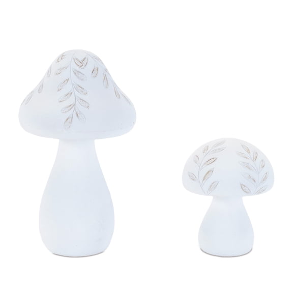 Melrose Etched Mushroom Figurine Decorations - 8" - Set of 2