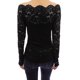 thumbnail image 3 of Las mujeres atractivas ahuecan hacia fuera la blusa del cordón del hombro Slash Neck Long Sleev CACAGOO Blusa, 3 of 7