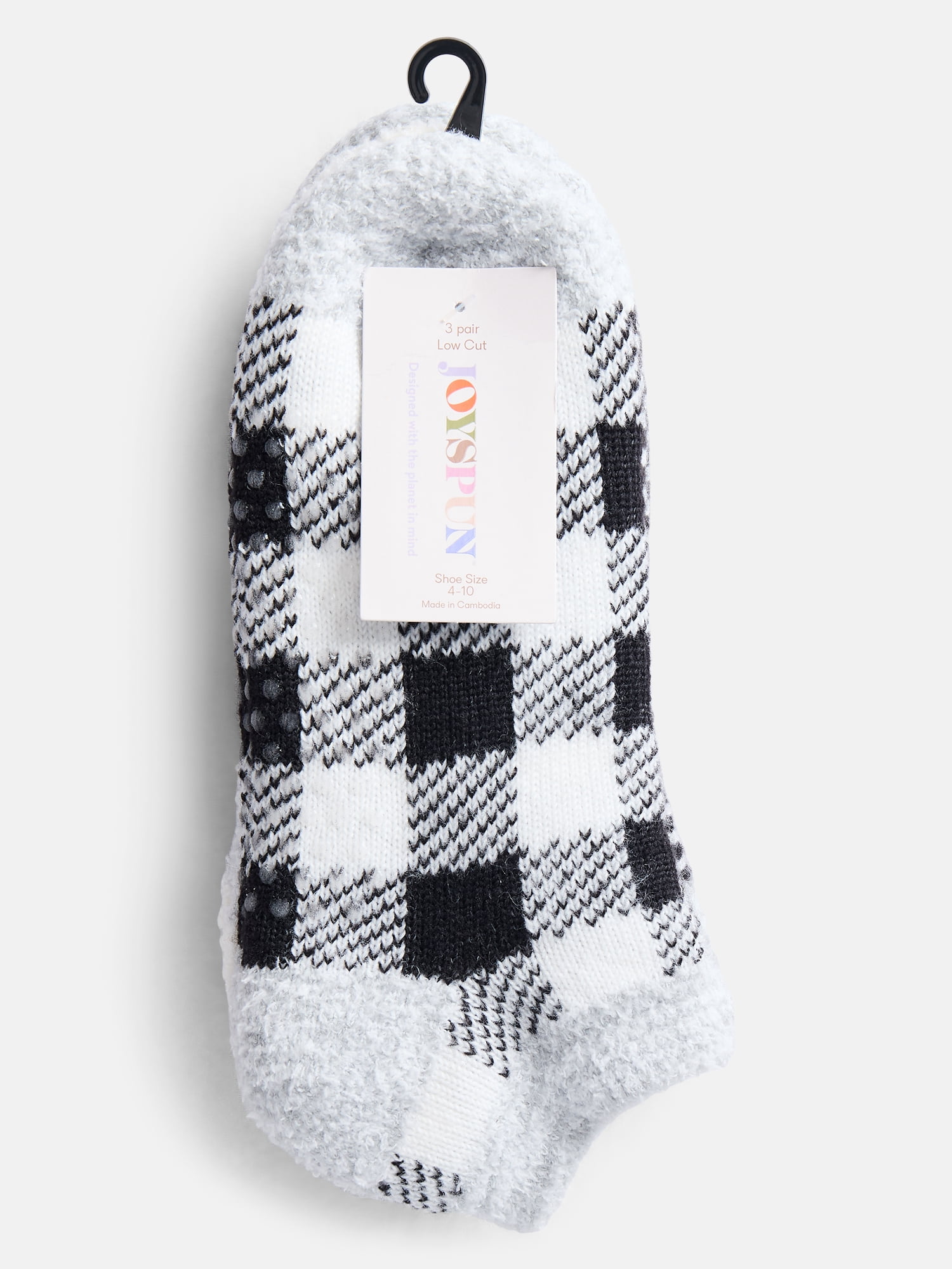 Joyspun Women's Double Layer Low Cut Lounge Socks, 3 Pack, Shoe Sizes 4-10
