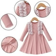 thumbnail image 2 of LYMAYTER Kids Girls Floral Dress Spring Fall Lace Long Sleeve Princess Dress Toddler Splicing Casual Sundress for 2-6 Years, 2 of 9