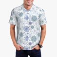 thumbnail image 1 of Fotbe Retro ice blue snowflakes Pattern Men’s Golf Polo Shirt – Breathable Performance Golf Shirt with Button-Down Collar-XX-Large, 1 of 6