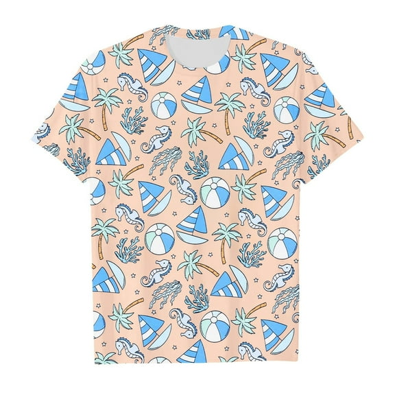 Suilloe Toddler Kids T-Shirts Seabed Animals Full Printing Round Neck Short Sleeve Tee Kids Boys Girls Daily Wear School Outdoor Play T-Shirts,11 -12 Years