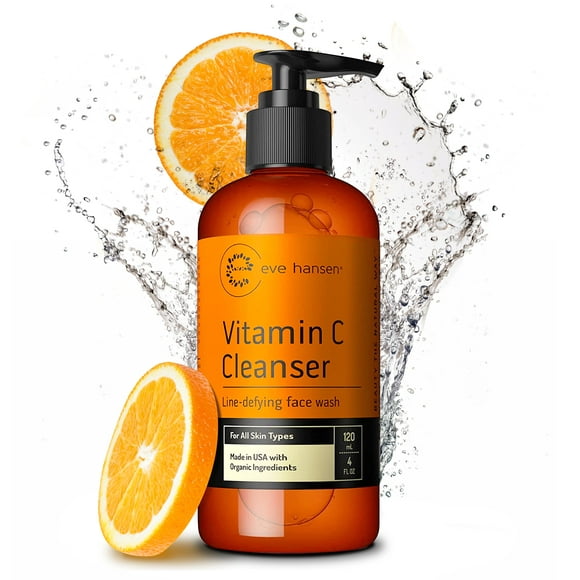 Limpiador facial con vitamina C | Limpiador facial antienvejecimiento para líneas finas, manchas de edad, ojeras | Gel limpiador para el cuidado de la piel libre de crueldad animal con aloe vera y vit
