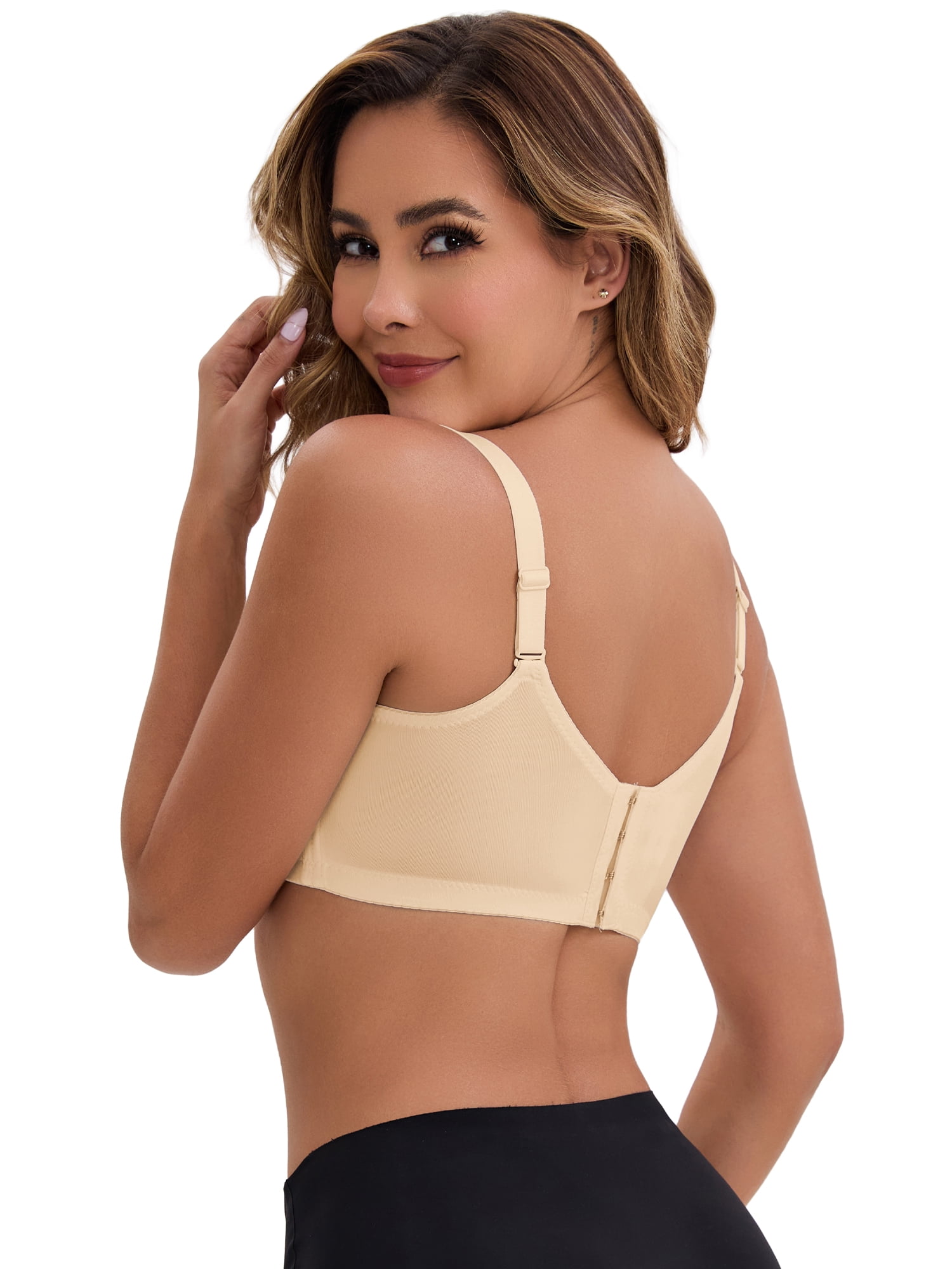 DARING DIVA Women's 3/4 Cup Push-Up Underwire Support Front Cross Lingerie 40B Beige