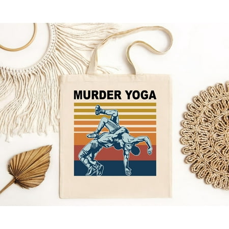 vintage Wrestling Murder Yoga Funny Gift Tote Bag  Murder Yoga Bag  Yoga Lover Bag  Bjj Bag-TH4233
