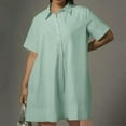 thumbnail image 2 of Lovskoo 2024 Women's Spring Summer Button Down Shirt Dresses Short Sleee Tunics Oversized Loose Blouse Dress with Pockets Green L, 2 of 9