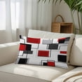 thumbnail image 3 of Red Grey Black Throw Pillow Cover, Pillowcase Protectors with Zipper, Breathable Decorative Lumbar Pillow Case Cover, Irregular Geometric Modern Abstract Pillow Shams for Couch Sofa 16x24Inch, 3 of 8