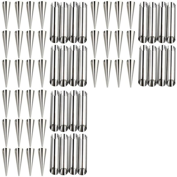 60 Moldes de Cuerno de Crema de Acero Inoxidable con Forma de Cono de Acero Inoxidable para de Tubos Cannoli (Cono de Crema)