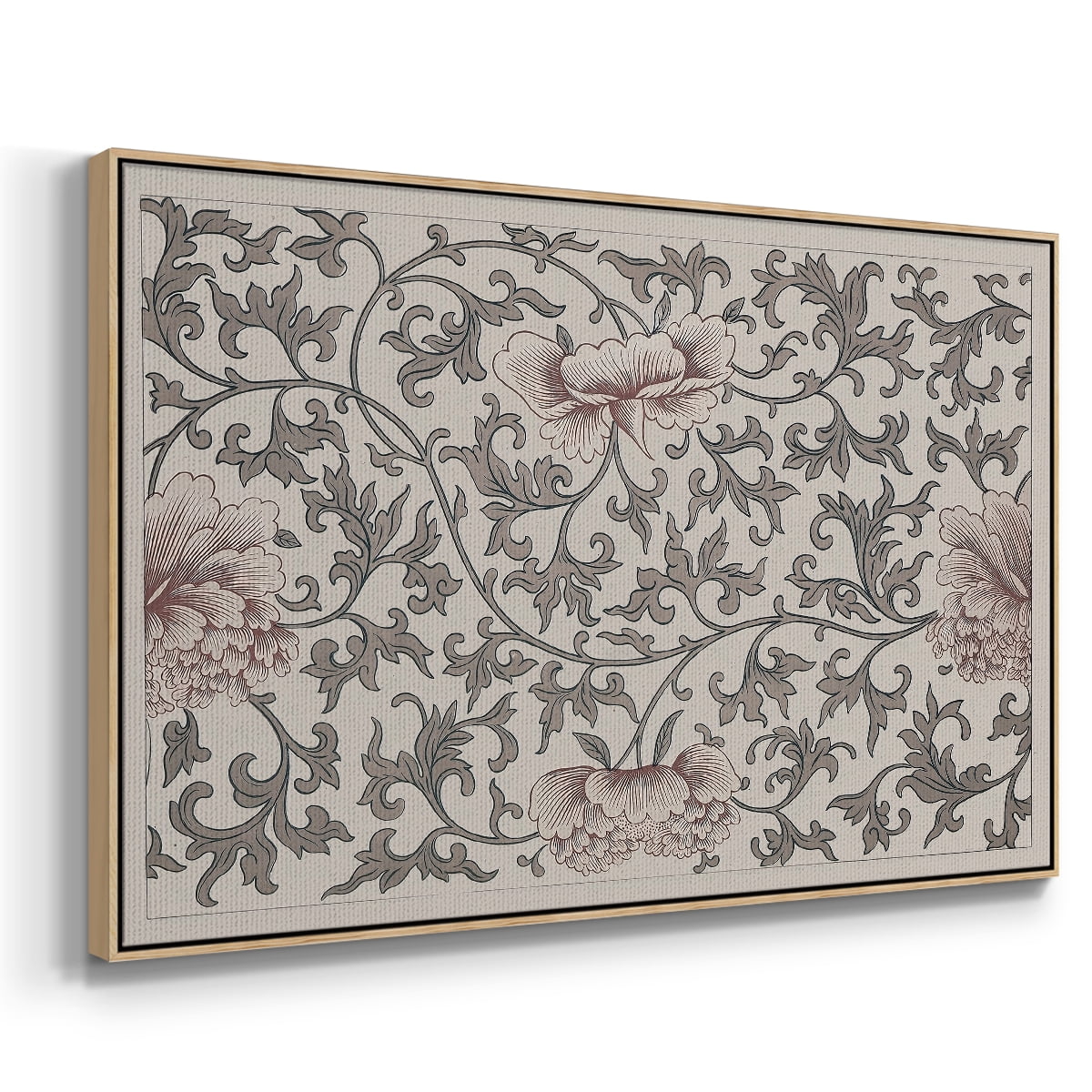 Vintage Abstract Print-XVII Framed in Natural Wood Wood Gallery Wrapped Canvas 25 in. x 37 in.