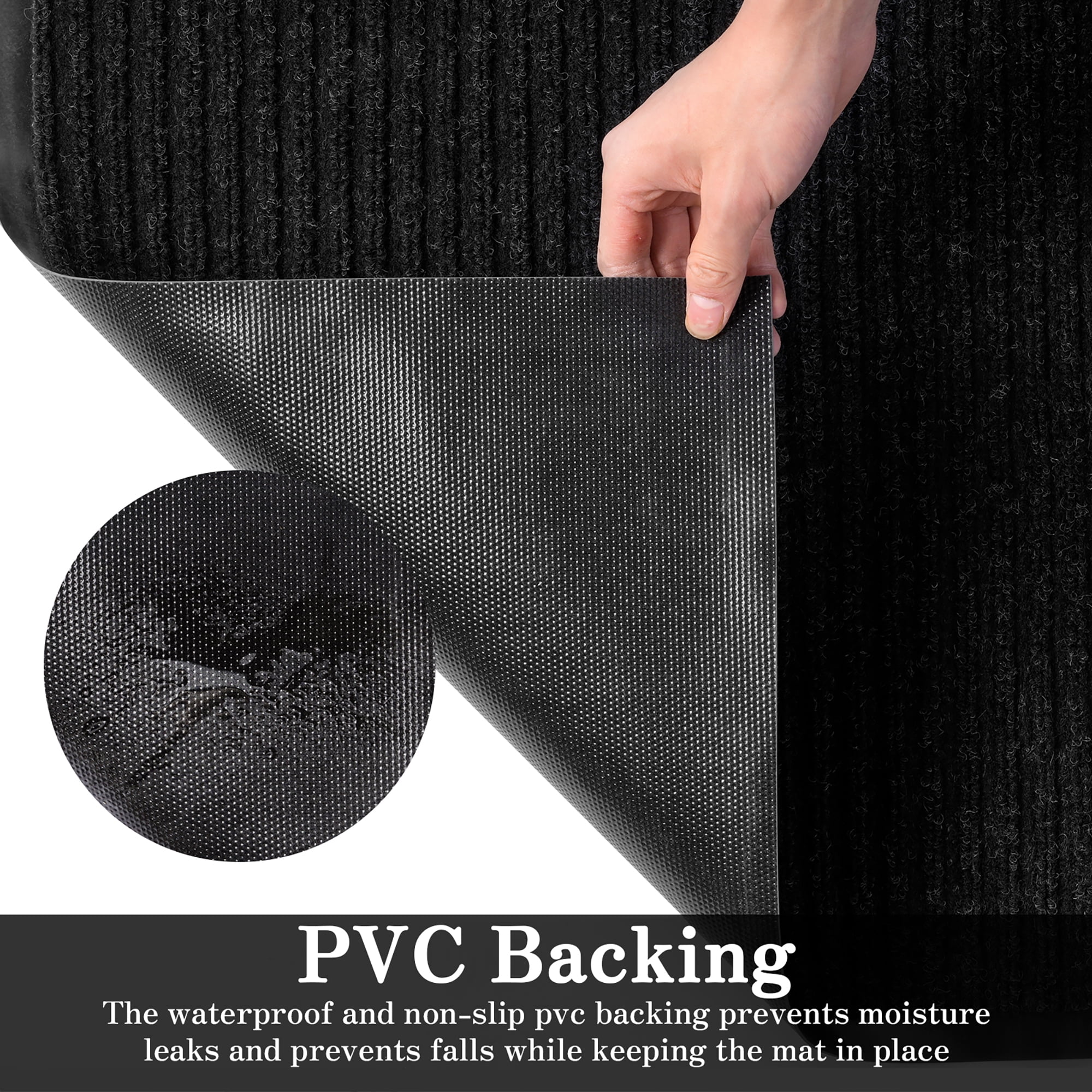 WANLISELL 3ft x 10ft Commercial Carpet Entrance Mat, Indoor Outdoor Non Slip Hallway Runner Rug for Heavy Traffic, Black with Rubber Backing