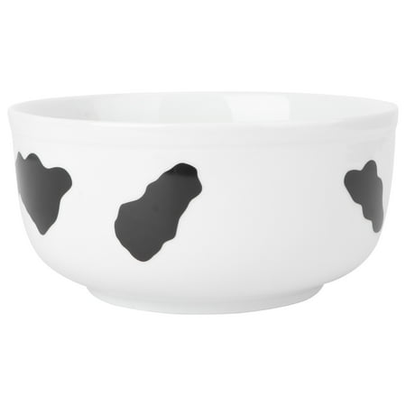

1pc Fruit Salad Bowl Ceramic Ramen Bowl Home Cow Pattern Snack Bowl(Black White)