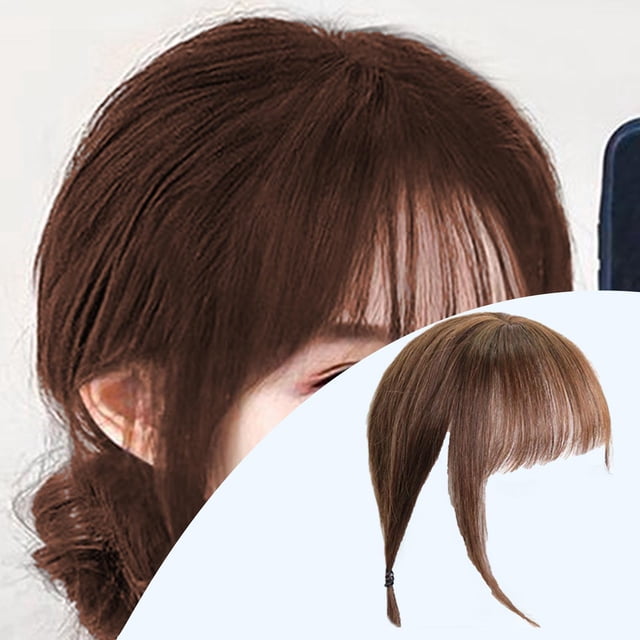 Flequillo Clip en la extensión del cabello Fernando flequillo de aire Marron oscuro