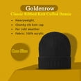 thumbnail image 2 of Goldenrow Classic Ribbed Winter Knit Cuffed Beanie Hat, Warm Fleece Lined, Thick Slouchy Black Cap, 2 of 5