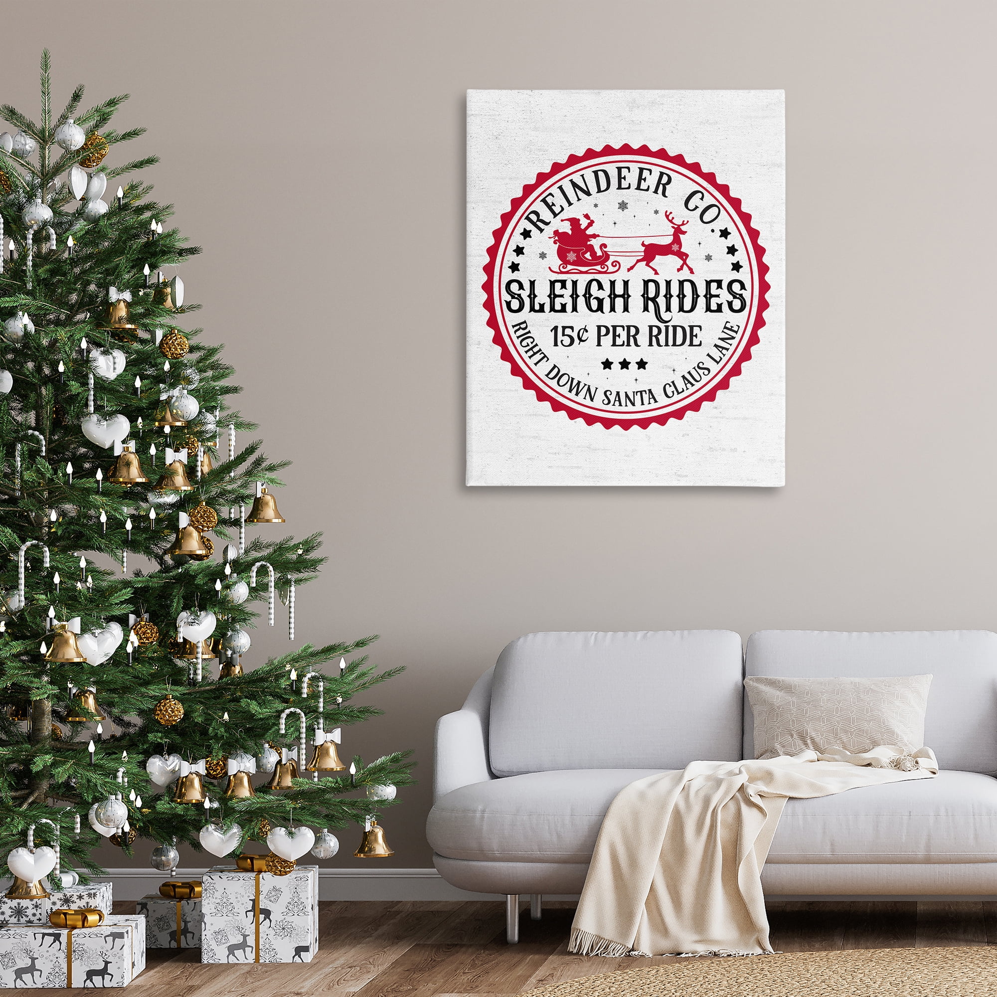 Stupell Industries Vintage Sleigh Rides Holiday Painting Gallery Wrapped Canvas Art Print Wall Art, 36 x 48