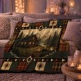 thumbnail image 5 of Forest Cabin And Campfire Within Plaid Border, Soft Flannel Blanket with Rustic Patchwork Illustration Print, Housewarming Gift and Home Decor for Bedroom and Living Room, 5 of 7