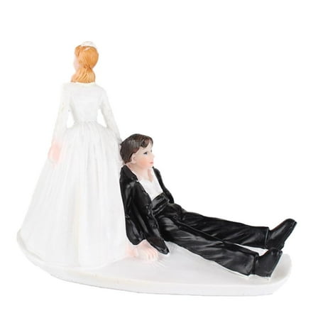 Funny Wedding Reluctant Groom Resin Figurine Cake Stand Topper Accessories