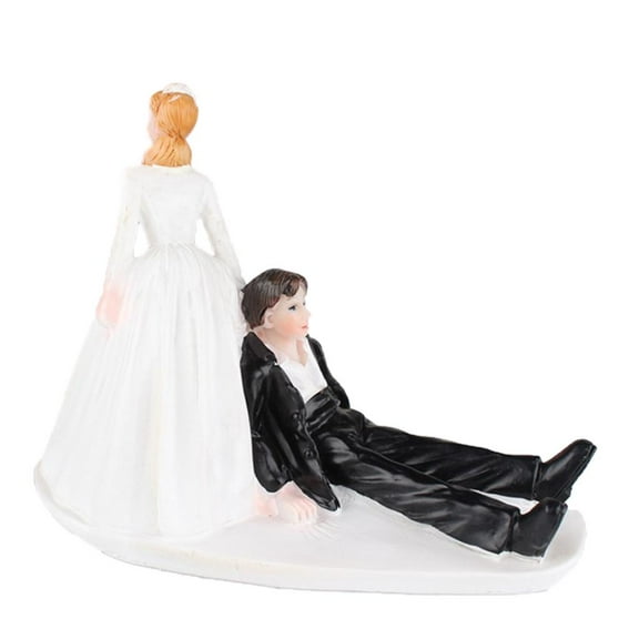 Funny Wedding Reluctant Groom Resin Figurine Cake Stand Topper Accessories