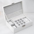 thumbnail image 1 of Joyero ,6 x 7,1 x 3,5 pulgadas, portátil, de material cuero PU, estuche para joyas, para relojes, pulseras, anillos, niñas, mujeres - EstiloC-Blanco Yinane Organizador de joyas, 1 of 8